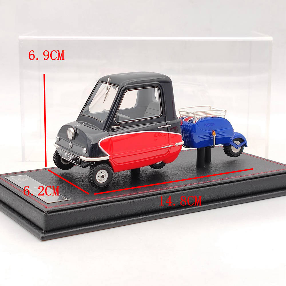 Super Unit Model 1/18 PEEL P50 avec remorque Pav 1964 Voiture en résine Limited Noir/Rouge Jouet Cadeau