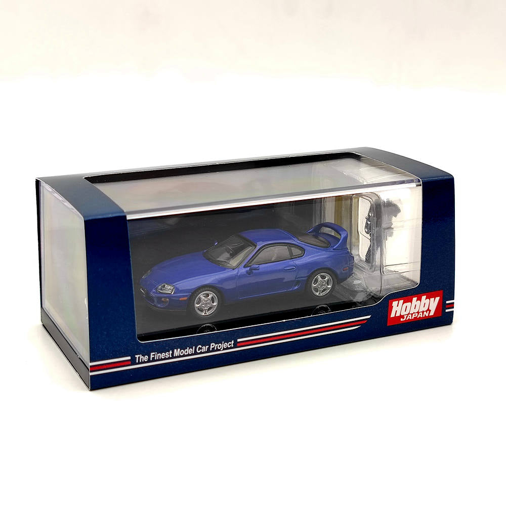Hobby Japan 1/64 Supra RZ A80 with Engine Display Model HJ641042ABL Blue Limited Cast Iron Collection Toys Car Gift