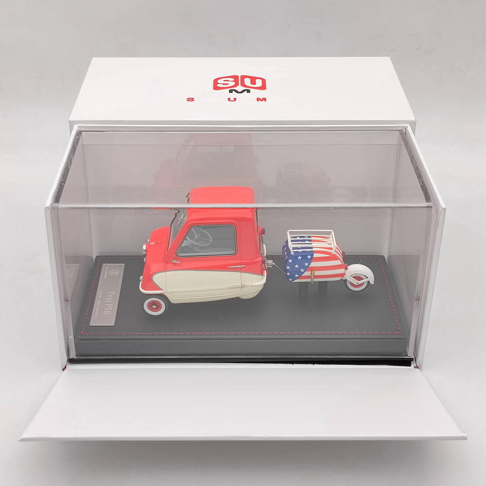 Super Unit Model 1/18 PEEL P50 w/Pav Trailer 1964 Resin Car Limited Red/White Toy Gift