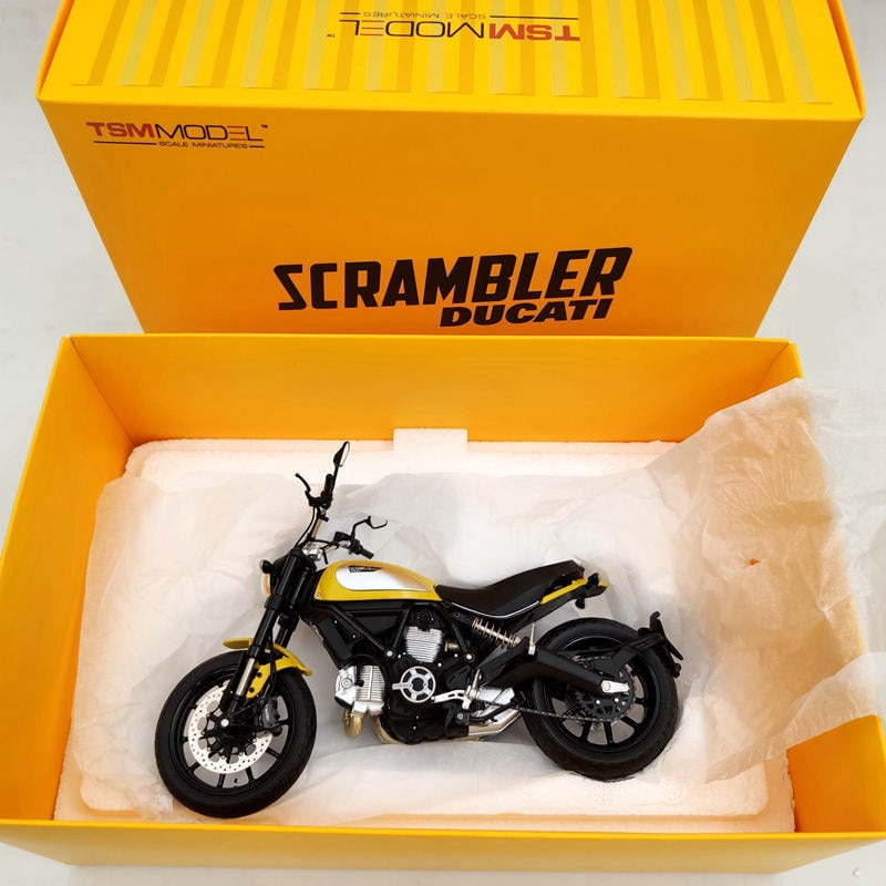 TSM 1:12 Ducati Scrambler Icon 803CC 2015 Rosso TSMMC003 Moto Modèles Moulés Sous Pression Jouets Collection De Voitures Cadeau Jaune