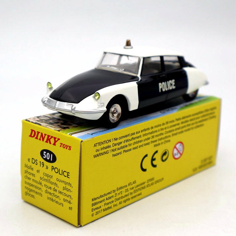 1/43 Atlas Dinky Toys 501 Citroën DS 19 Police Modèles Diecast Collection Auto Voiture Cadeau Miniature Utilisé