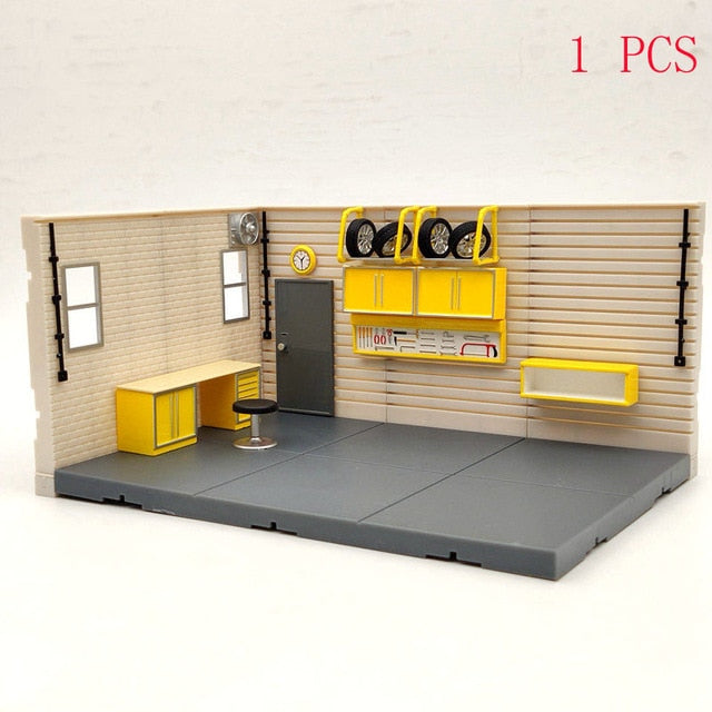Modèle de scène de diorama de garage Aurora à l'échelle 1/43 1/2/4 PCS (modèles de voitures non inclus)