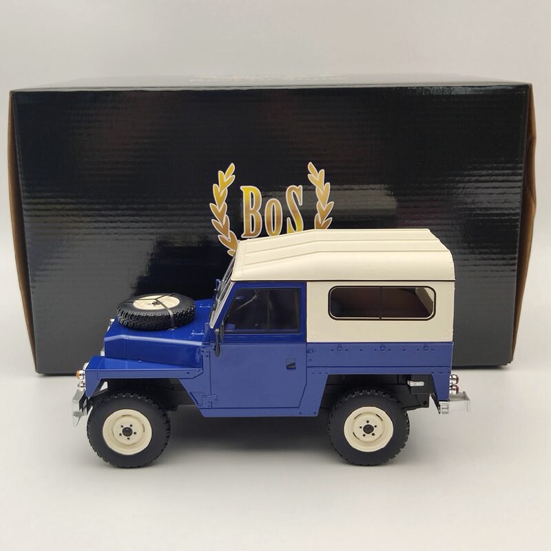 BOS 1/18 Land Rover Light weight Series III 1973 blue & white BOS382 Resin Model Auto Car Gift Collection Toys
