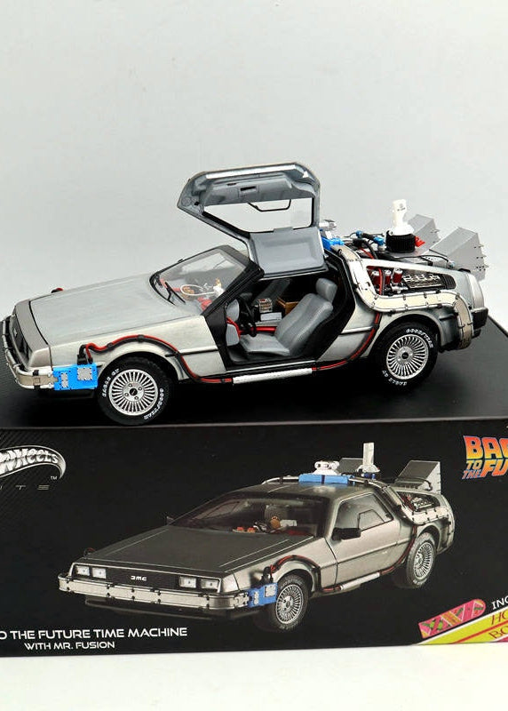 Hot Wheels 1/18 Elite Retour vers le futur Time Machine Édition Ultimate Elite BCJ97 Modèles moulés sous pression Jouets Loisirs Collection Cadeaux États-Unis