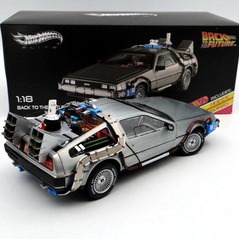 Hot Wheels 1/18 Elite Retour vers le futur Time Machine Édition Ultimate Elite BCJ97 Modèles moulés sous pression Jouets Loisirs Collection Cadeaux États-Unis