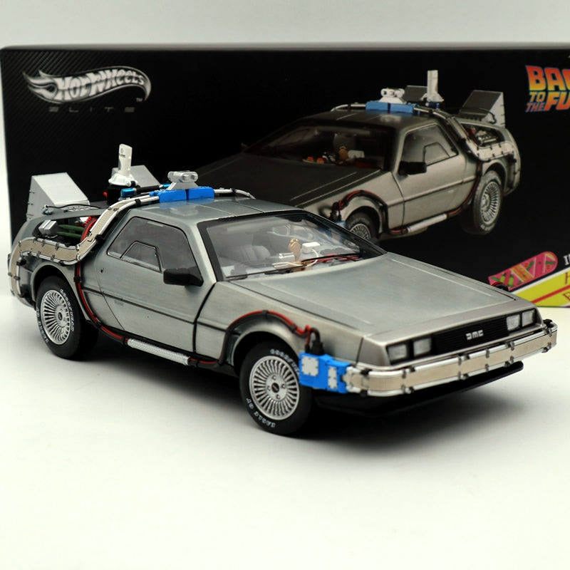Hot Wheels 1/18 Elite Retour vers le futur Time Machine Édition Ultimate Elite BCJ97 Modèles moulés sous pression Jouets Loisirs Collection Cadeaux États-Unis