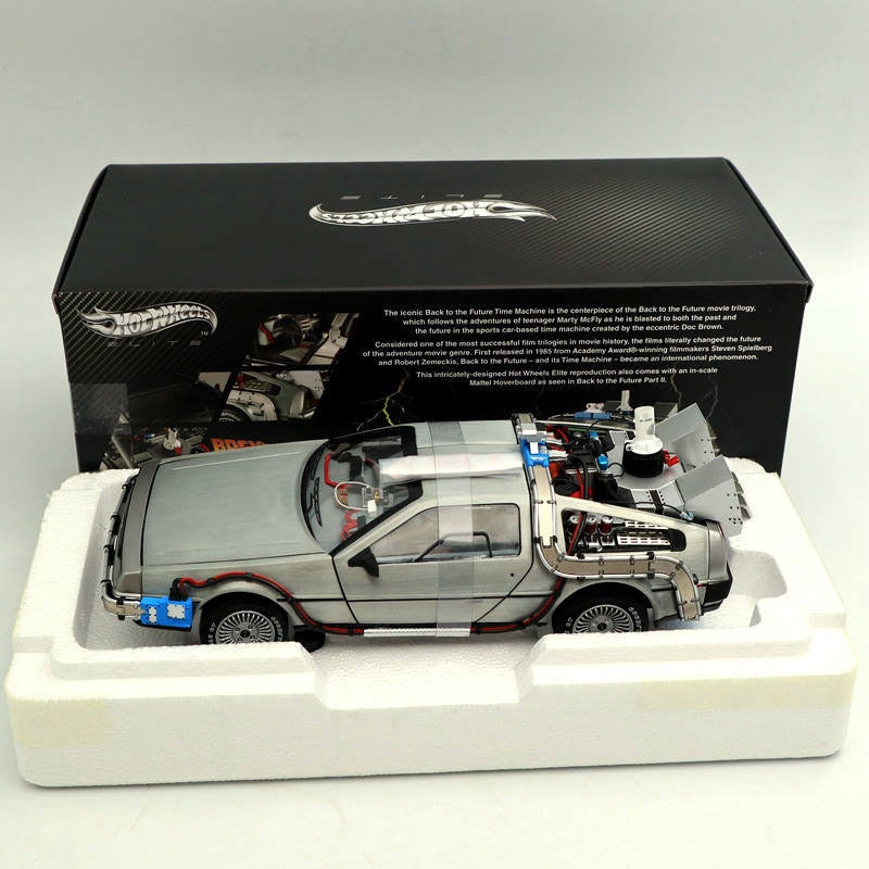Hot Wheels 1/18 Elite Retour vers le futur Time Machine Édition Ultimate Elite BCJ97 Modèles moulés sous pression Jouets Loisirs Collection Cadeaux États-Unis