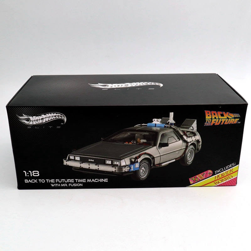 Hot Wheels 1/18 Elite Retour vers le futur Time Machine Édition Ultimate Elite BCJ97 Modèles moulés sous pression Jouets Loisirs Collection Cadeaux États-Unis