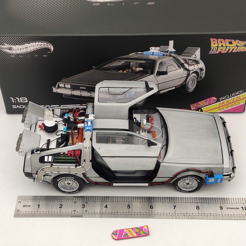 Hot Wheels 1/18 Elite Retour vers le futur Time Machine Édition Ultimate Elite BCJ97 Modèles moulés sous pression Jouets Loisirs Collection Cadeaux États-Unis