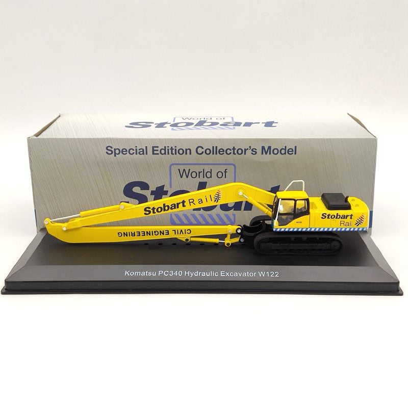 Atlas 1/76 Eddie Stobart Rail Komatsu PC340 Hydraulic Excavator W122 Civil Engineering Diecast Models Collection Toys Car Yellow