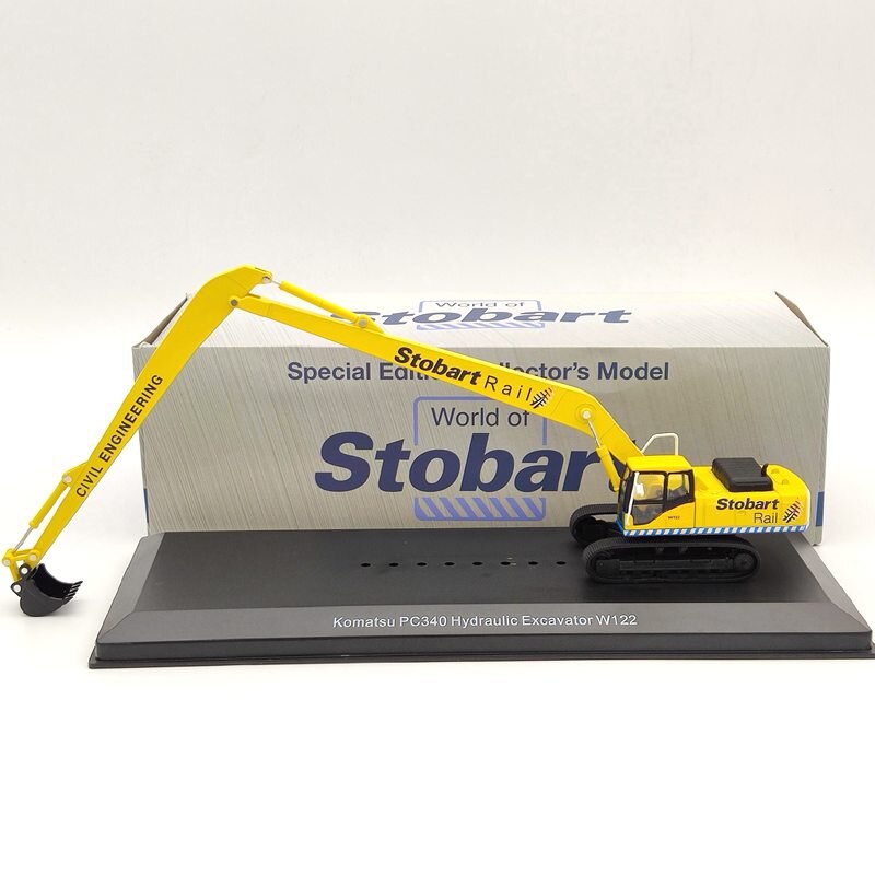 Atlas 1/76 Eddie Stobart Rail Komatsu PC340 Hydraulic Excavator W122 Civil Engineering Diecast Models Collection Toys Car Yellow