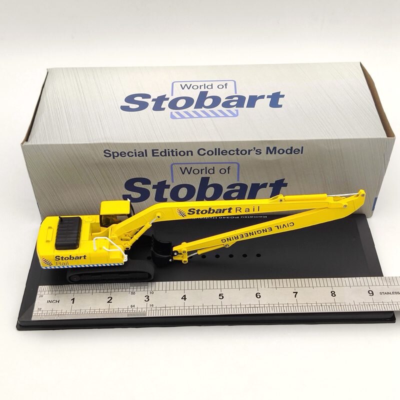 Atlas 1/76 Eddie Stobart Rail Komatsu PC340 Hydraulic Excavator W122 Civil Engineering Diecast Models Collection Toys Car Yellow