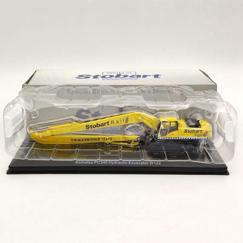 Atlas 1/76 Eddie Stobart Rail Komatsu PC340 Hydraulic Excavator W122 Civil Engineering Diecast Models Collection Toys Car Yellow