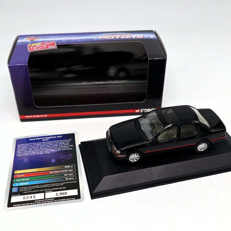 Corgi LLEDO Vanguards 1:43 Ford Sierra Sapphire GLS Black VA09901 Diecast Models Toys Car Include Certificate Classic Collection