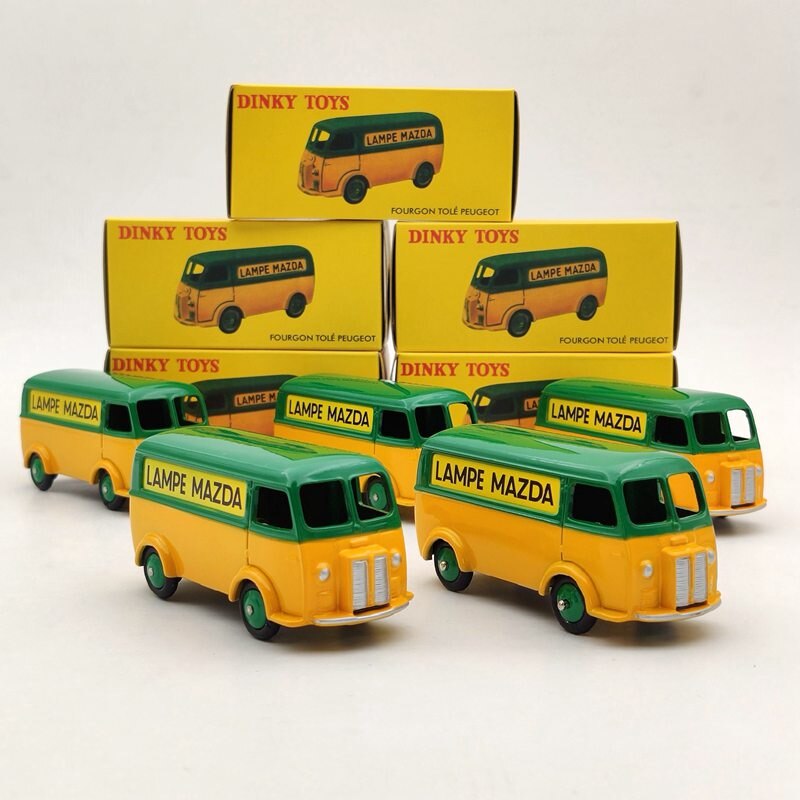 Lot de 5 pièces Atlas 1:43 Dinky Toys 25B Peugeot Fourgon Tole D.3.A LAMPE MAZDA Modèles moulés sous pression Auto Car Cadeaux Collection