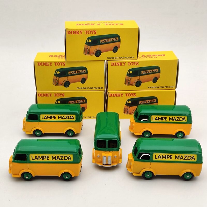Lot de 5 pièces Atlas 1:43 Dinky Toys 25B Peugeot Fourgon Tole D.3.A LAMPE MAZDA Modèles moulés sous pression Auto Car Cadeaux Collection