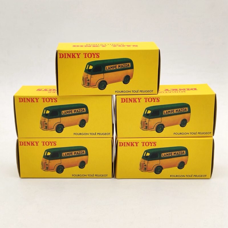 Lot de 5 pièces Atlas 1:43 Dinky Toys 25B Peugeot Fourgon Tole D.3.A LAMPE MAZDA Modèles moulés sous pression Auto Car Cadeaux Collection