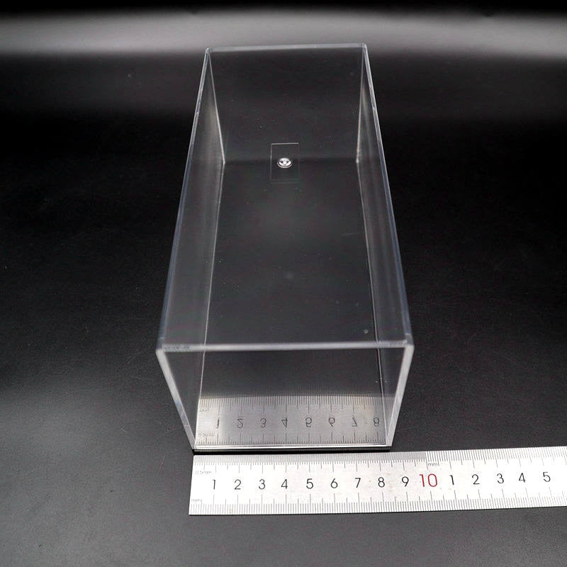 Boîte de présentation en acrylique transparente anti-poussière avec base noire pour modèle de voiture 1/32 de haute qualité 18 cm