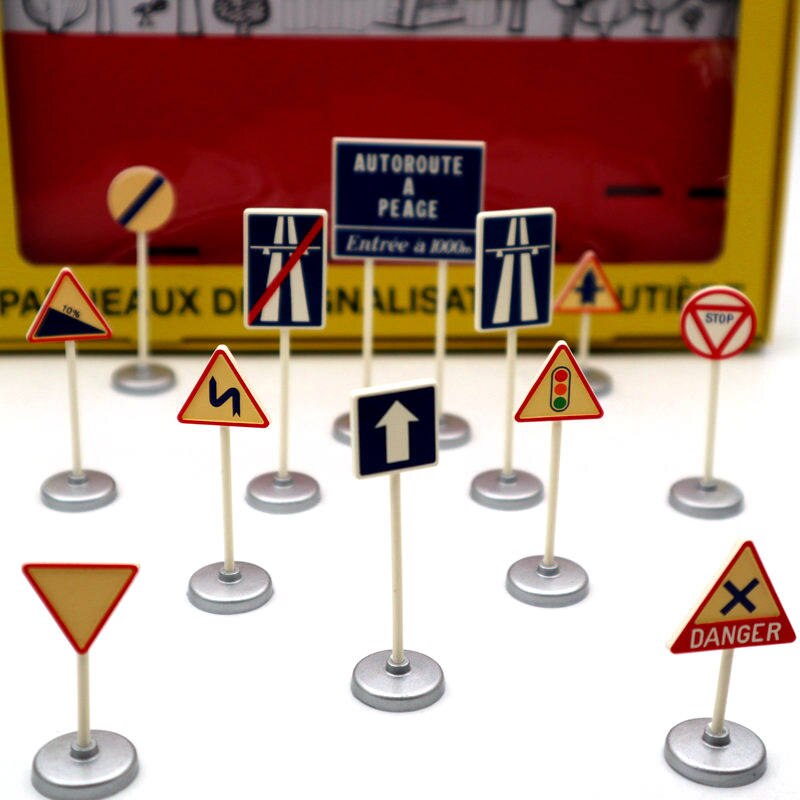 Lot de 5 pièces Atlas Dinky Toys 593 12 modèles PANNEAUX DE SIGNALISATION ROUTIERE