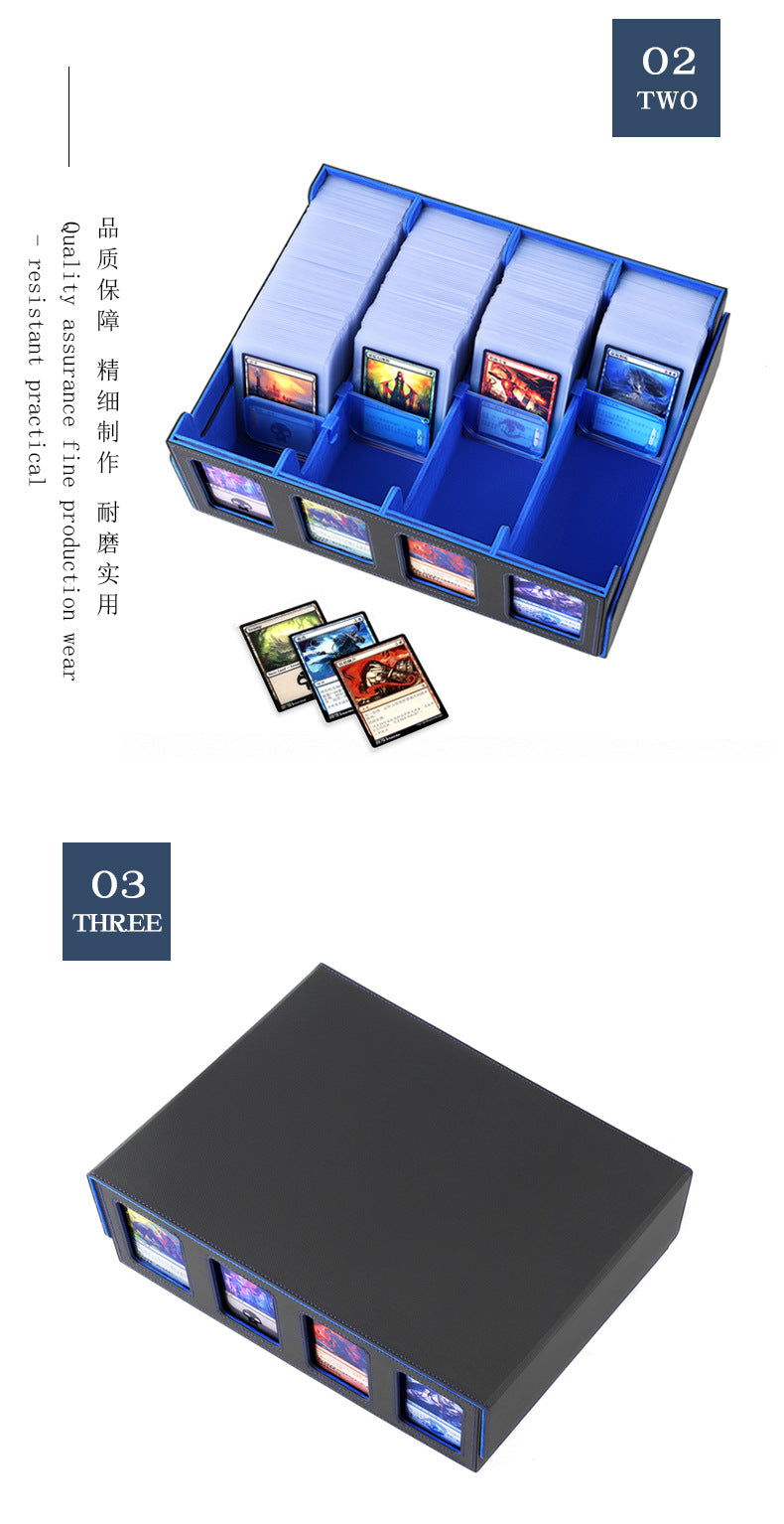 Large Capacity 4 Compartment Magnetic PU Card Storage Box with Display Windows Holds 3000+ TCG Trading Cards Deck Box