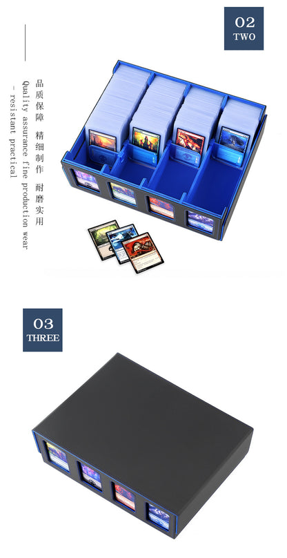 Large Capacity 4 Compartment Magnetic PU Card Storage Box with Display Windows Holds 3000+ TCG Trading Cards Deck Box