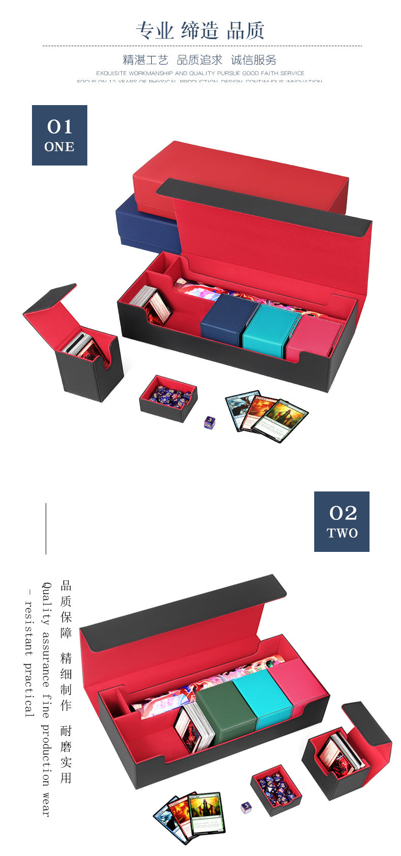Multi Functional PU Magnetic Card Storage Box Large Holder For 500+ TCG Cards With Dice Compartment & Playmat Pocket