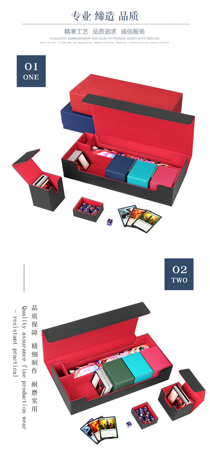 Multi Functional PU Magnetic Card Storage Box Large Holder For 500+ TCG Cards With Dice Compartment & Playmat Pocket