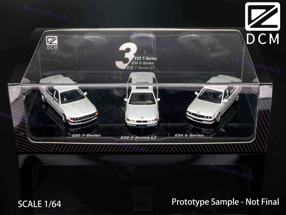 Pre-sale 1:64 DCM BMW Low Rider E32 / E34 / E38 White 3-Car Package Limited