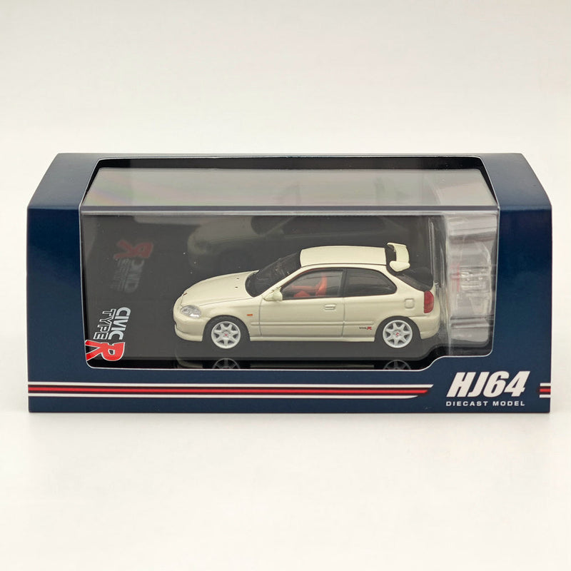 Hobby Japan 1:64 Honda CIVIC TYPE R (EK9) 1997 Championship White with Engine HJ643016AW Diecast Models Car Collection US