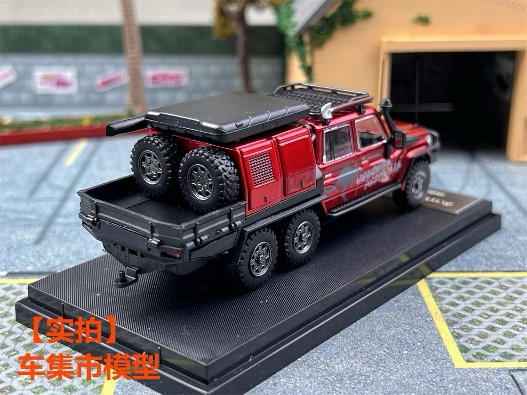 AM 1:64 Toyota Land Cruiser LC79 6X6 Double Cab Pickup Diecast Toys Car Model Gifts