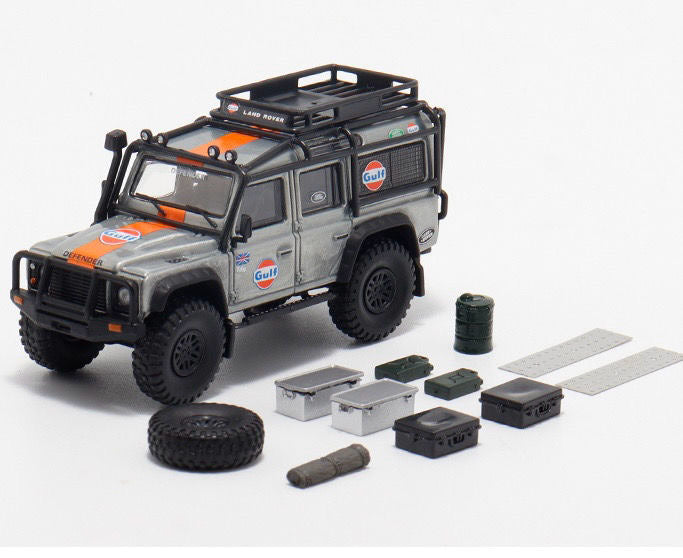 Master 1:64 Land Rover Defender 110 Gulf Big Wheel Jouets moulés sous pression Modèles de voitures Collection limitée Cadeaux 