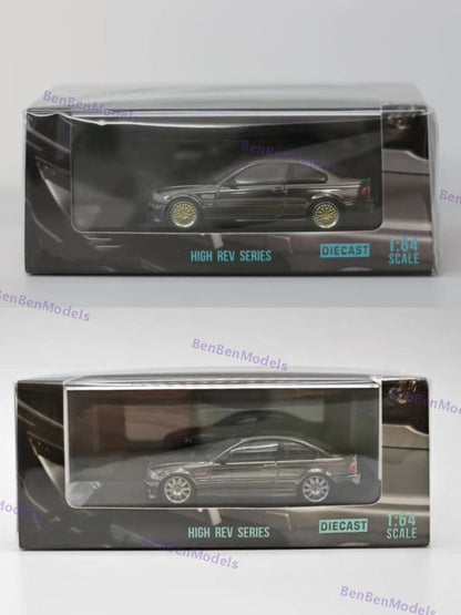Pre-sale SH 1/64 E46 Chrome Black with BBS & Original Wheels Diecast Model Car