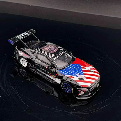 Pre order GT Model 1:64 Mustang GT3 Racing Iron Bottom Rubber Tire GT 1:64 Ford Mustang GT3 Racing Iron Bottom Rubber Tire Overseas Custom Version Diecast Model Car Limited Collection