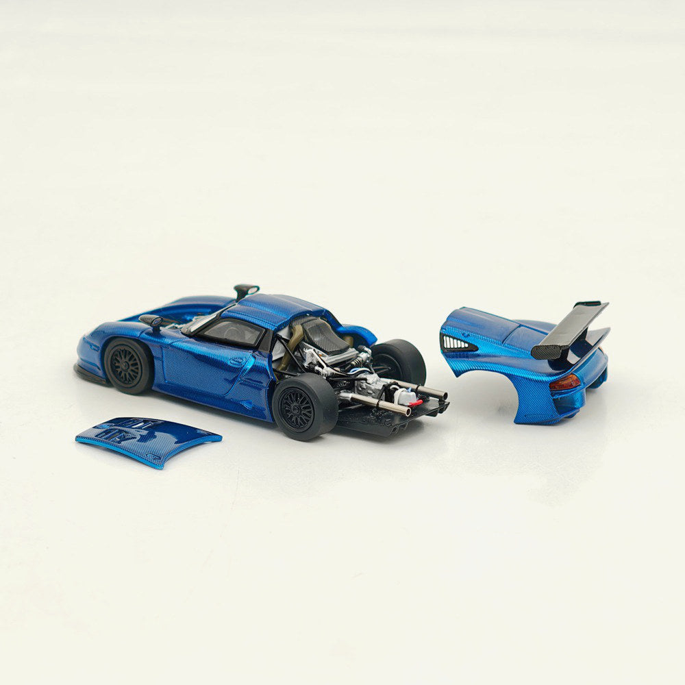 Transcend model TSD 1:64 911 GT1 24h LeMans 1997 Carbon Fiber Opening Hood Diecast Model Car Limited Collection