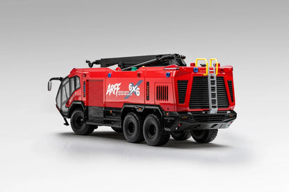 Guangtai 1/50 ARFF 6X6 Airport Main Fire Truck Red Black Alloy Model Gift Collection Moving Details