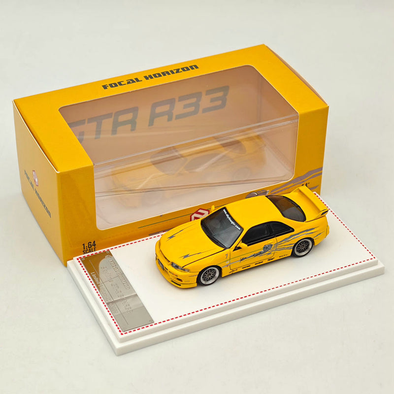 1:64 FH Nissan Skyline R33 GT-R BCNR33 FNF Yellow Diecast Models Car Toy Limited Collection Auto Gift
