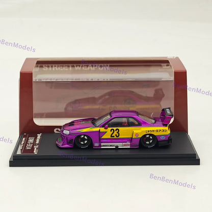 1:64 SW Skyline GTR LBWK ER34 #23 Electroplated Purple Sports Model Diecast