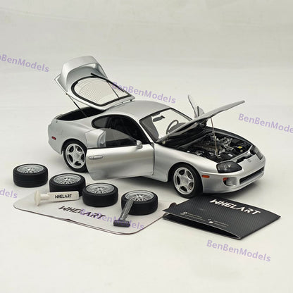 Toyota Supra A80 LHD Silver Coupe Full-open type Diecast Model Car 1/18 WHELART