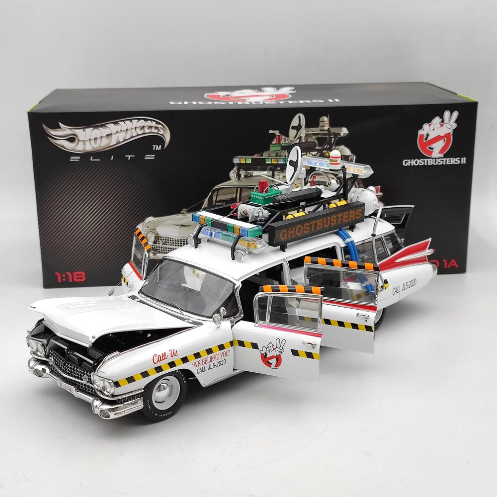 HOT WHEELS 1/18 Ghostbusters II ECTO 1A Elite X5470 Diecast Model Car
