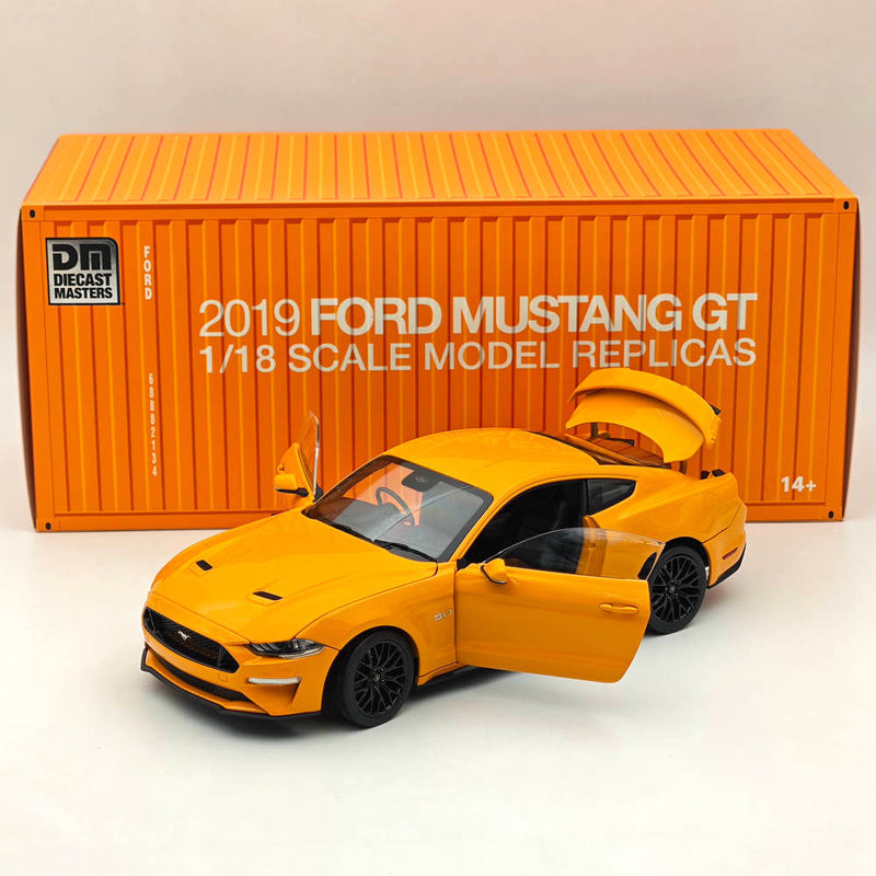 DM 1/18 Scale Model Replicas Ford Mustang GT 2019 Orange Fury RHD Diecast Car Miniature Hobby Gifts