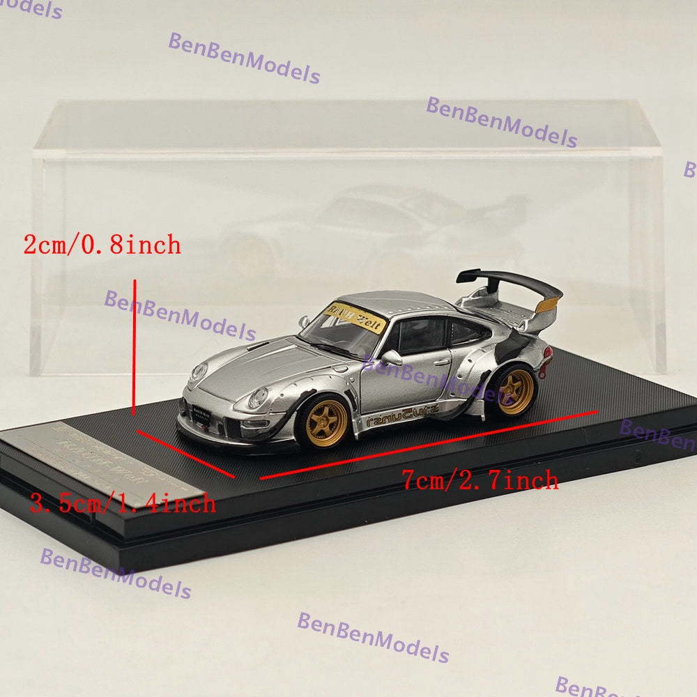 Street WARRIOR 1/64 RWB 993 RAUH-Welt Heavenly Silver Short Wing Diecast Model