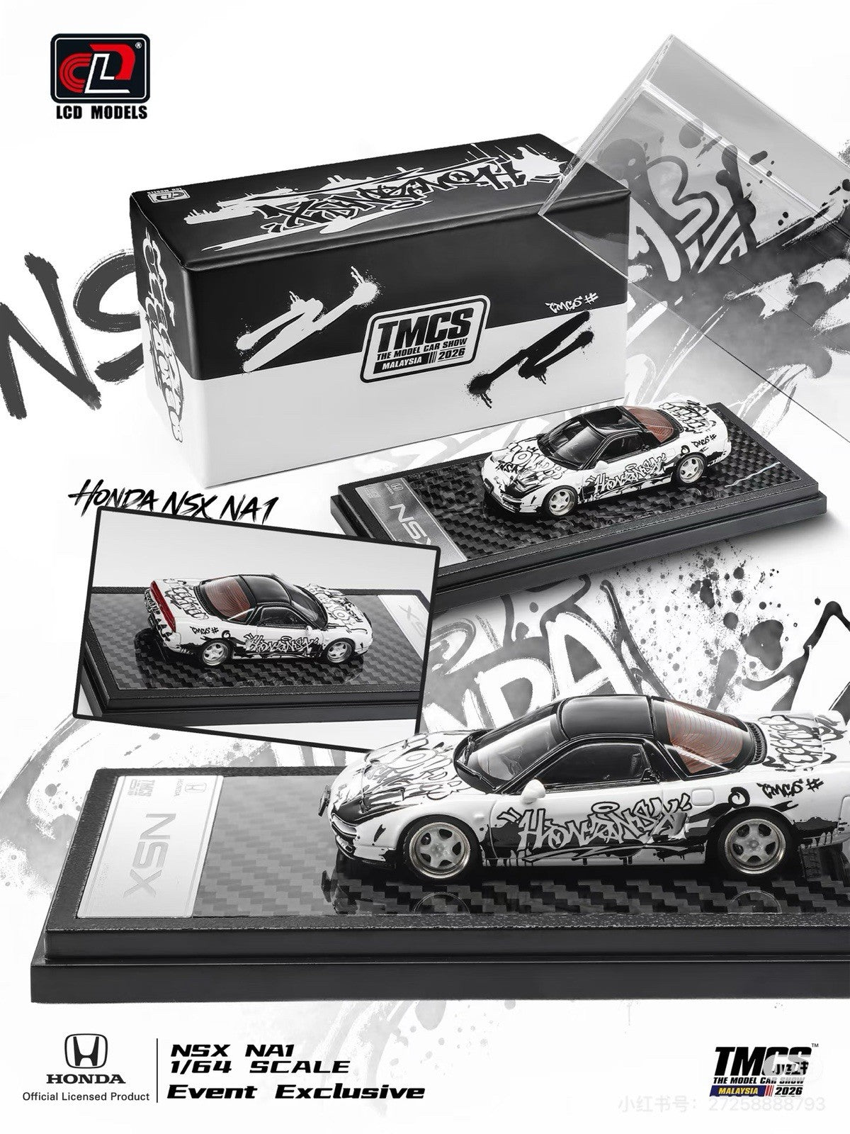 LCD 1/64 NSX NA1 White Graffiti TMCS 2026 KL Malaysia Exclusive Diecast Model