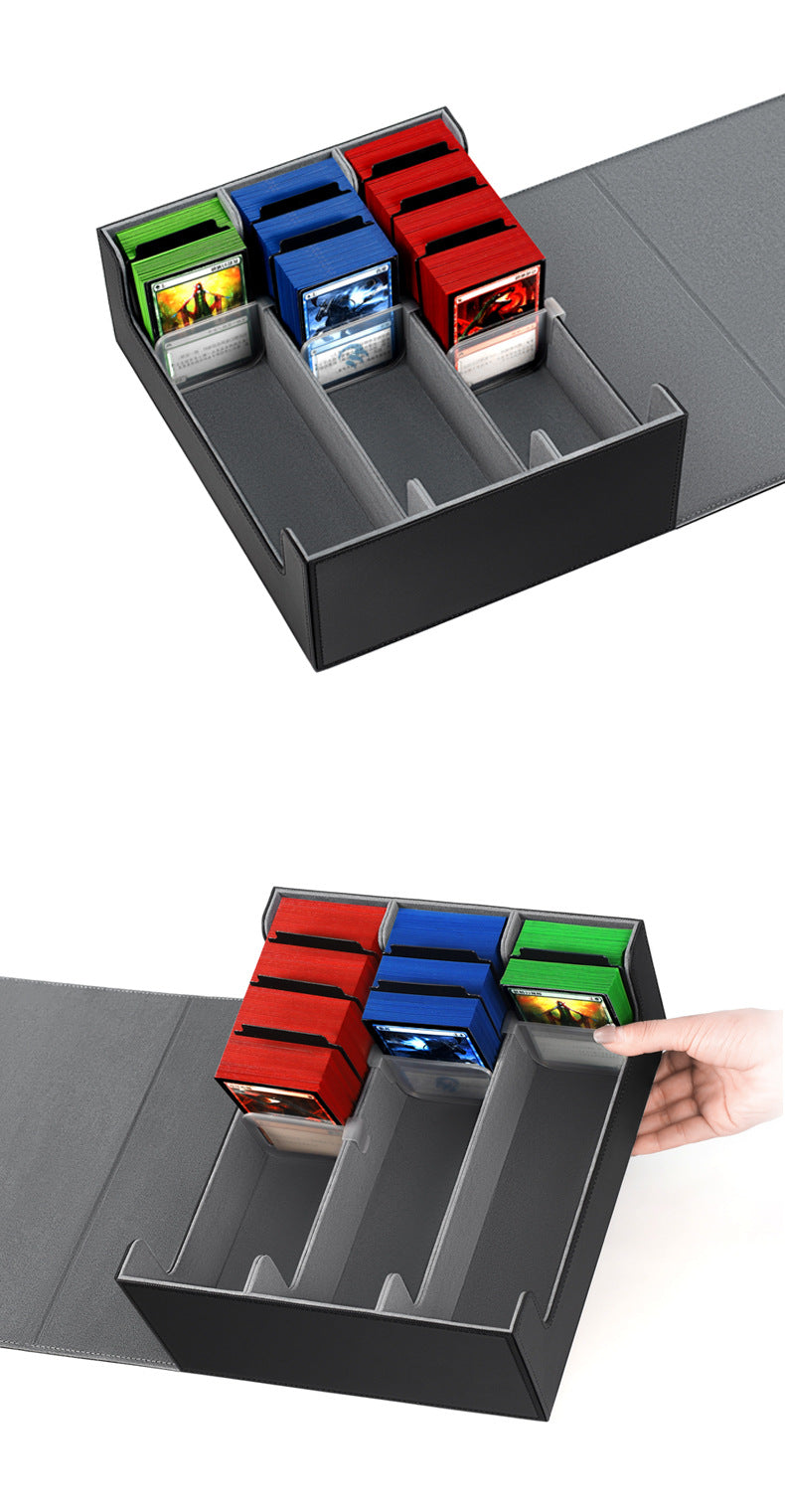 3 Grid PU Leather Magnetic Trading Card Storage Box 1800+ Cards with Separators