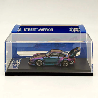 SW 1:64 Porsche RWB 993 Racing Sports Classic Modèle de voiture en métal à aileron élevé 