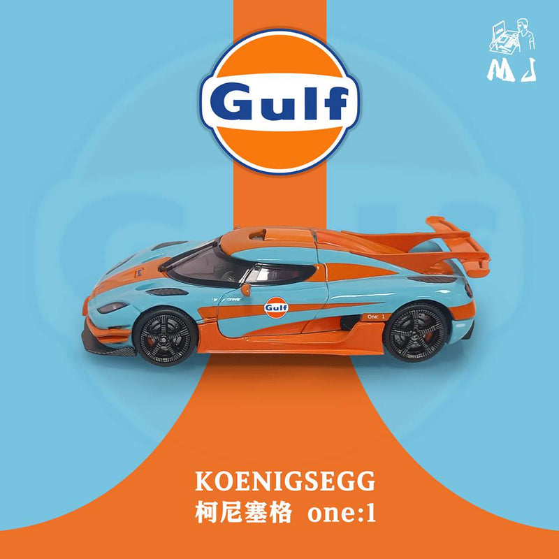 MJ 1:64 Koenigsegg one1 Gulf/Noctilucent Diecast Toys Car Models Miniature Hobby Collection Gifts