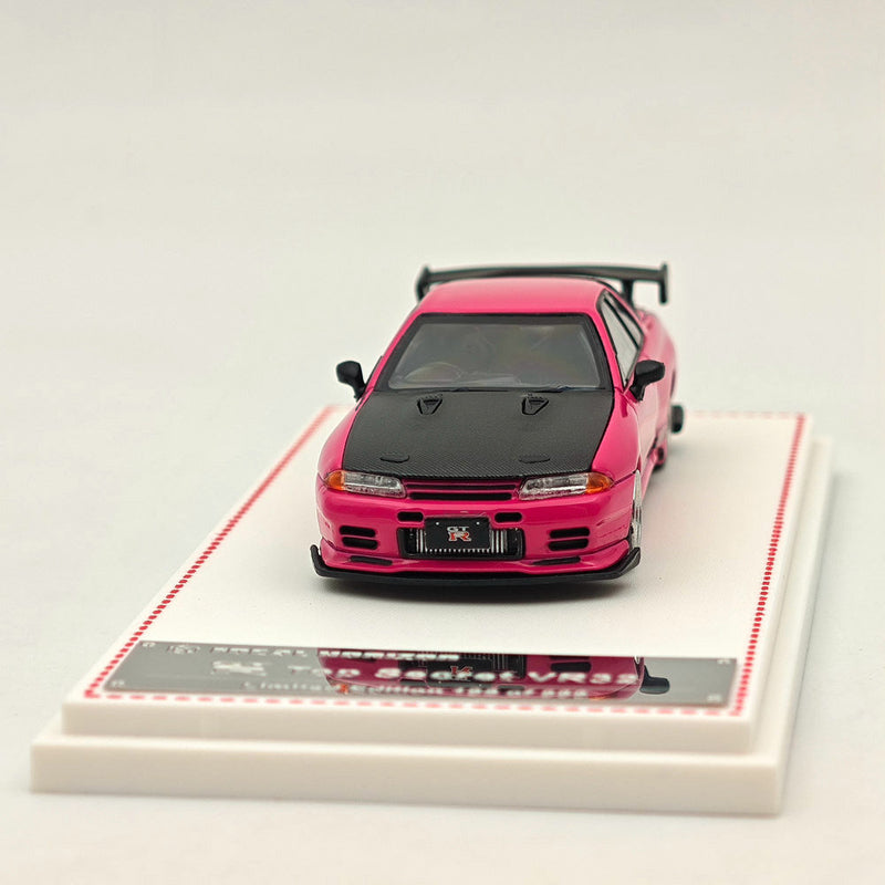 FH 1/64 Nissan Skyline GT-R VR32 Top Secret Carbon Hood Pink Diecast Model Car