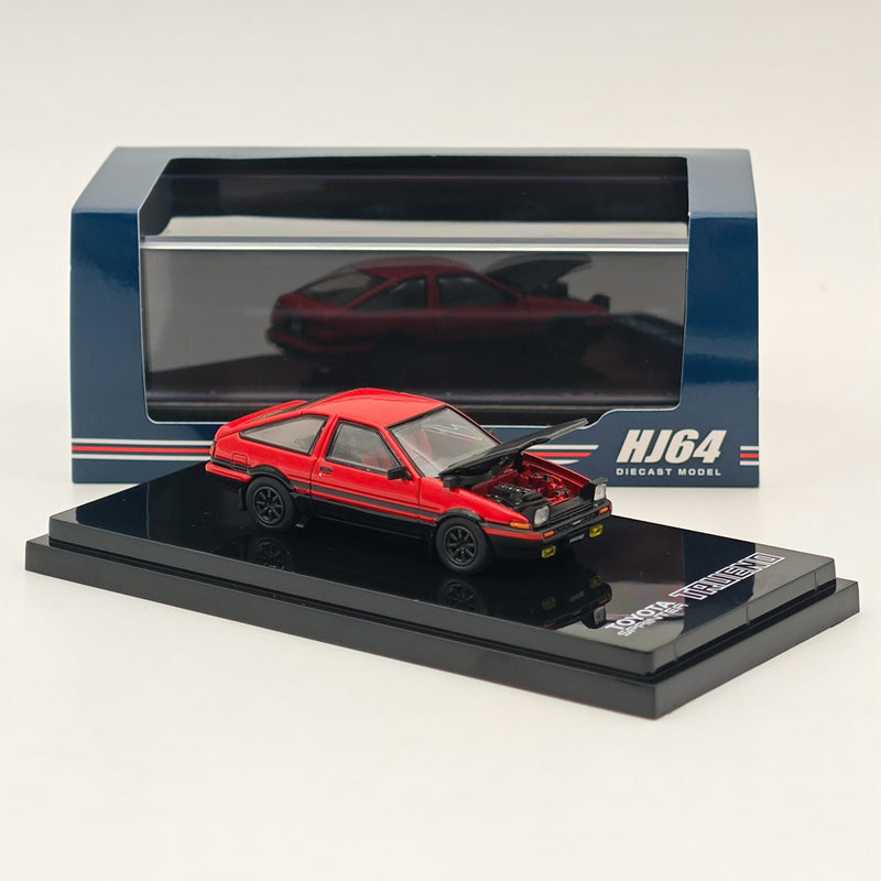 Hobby Japan 1/64 Toyota SPRINTER TRUENO GT APEX(AE86) JDM Style with CARBON BONNET Red HJ641052BRB Diecast Model Car