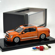 Funny Model 1/64 F150 Shelby Super Snake Pickup Truck Orange Silver Stripes Diecast Model Car with Accessories