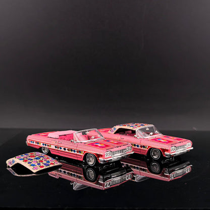 Fine Works FW 1:64 Impala Lowrider Gypsy Rose Painting Openable Convertible Adjustable Chassis Diecast Alloy Car Models Gifts