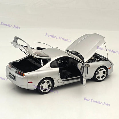 Toyota Supra A80 LHD Silver Coupe Full-open type Diecast Model Car 1/18 WHELART